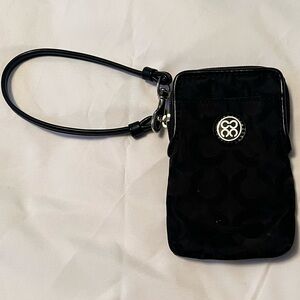 Coach Black Wristlet with Silver Logo